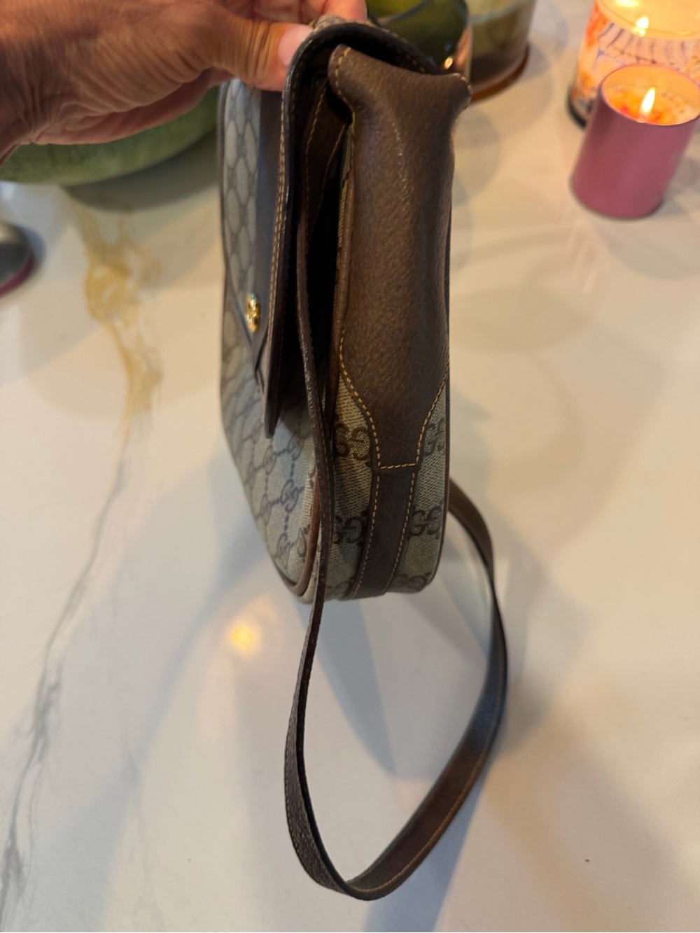 Gucci Beige GG Supreme Canvas Crossbody with Brown Leather Trim - Picture 5 of 9